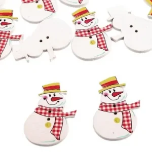 Weihnachtsknöpfe aus Holz Schneemann (5 Stück) | Sofort lieferbar